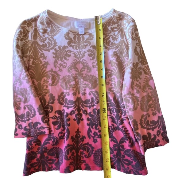 Charter Club Pima Cotton Luxury 3/4 Sleeve Pink Ombre Top Petite PP - Picture 4 of 6